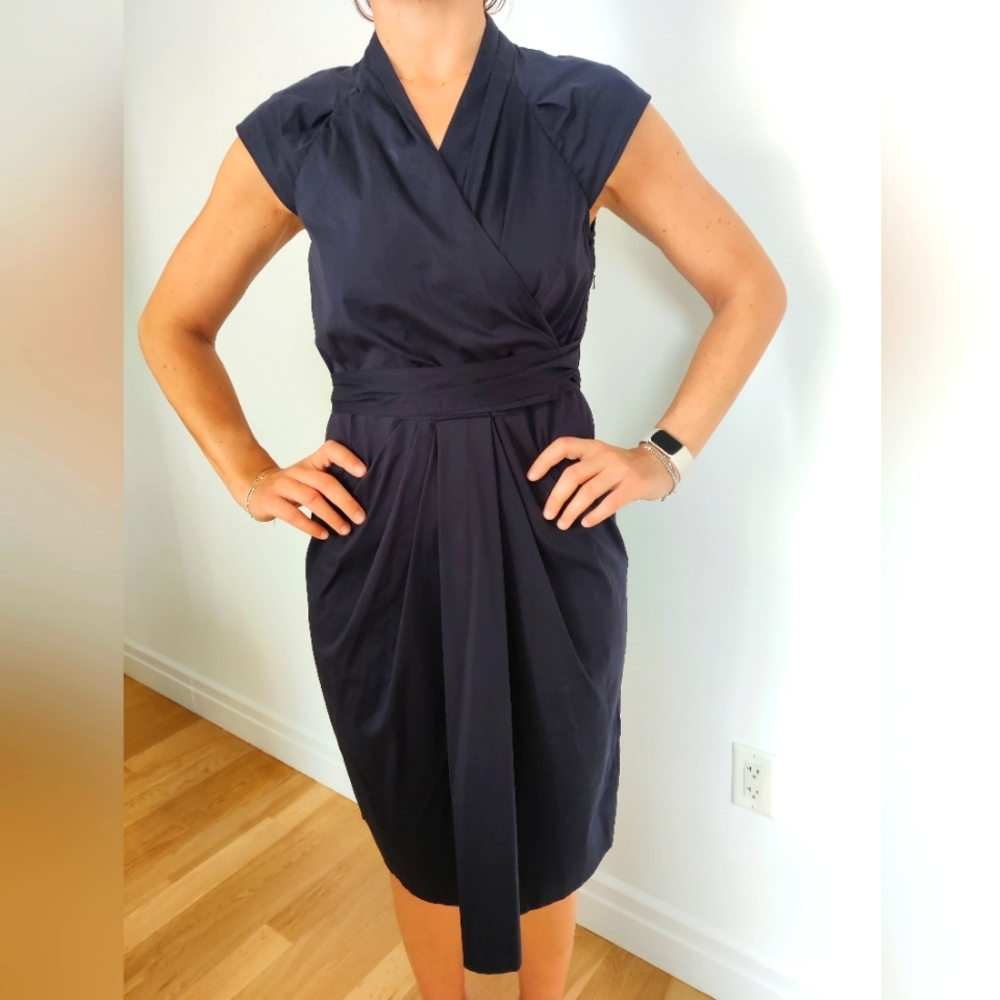 Navy wrapover dress